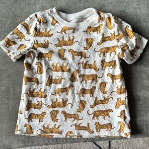 Old Navy Kids' White Tee with Gold Leopard Pattern